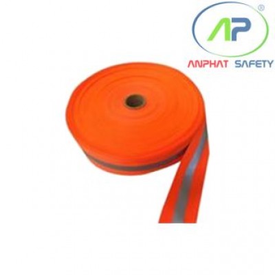 Dây phản quang vải 5 cm xanh/ cam - một vệt bạc